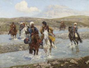 ROUBAUD Frants 1856-1928,Kozaks crossing the river,Christie's GB 2003-01-21