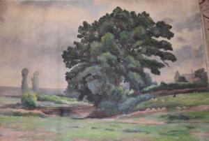 ROUFFET Jules 1862-1931,Paysage à l'arbre,1924,Eric Caudron FR 2020-12-16