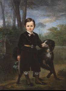 ROUILLON Emilie 1850-1870,Portrait of Dog with Boy,1870,Hindman US 2012-05-02