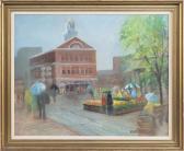 ROURKE RICHARD W. 1929-1993,Rainy day at Faneuil Hall, Boston,Eldred's US 2019-11-07