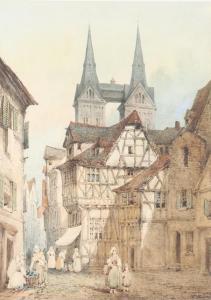 ROUSSE Charles,European city with figures in a street scene and d,19th Century,Denhams 2022-03-09