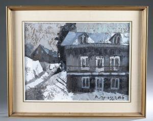ROUSSEAU Albert 1908-1982,two houses in the snow,Quinn & Farmer US 2022-06-04