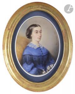 ROUSSEAU Edme 1815-1868,Portrait de femme de à mi-corps de trois-quarts à ,1856,Ader FR 2021-10-21