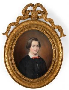 ROUSSEAU Edme 1815-1868,Portrait de jeune garçon au noeud papillon rou,1853,Pierre Bergé & Associés 2017-11-07