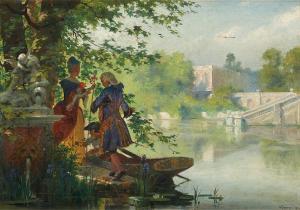 ROUSSEAU H,Conversation sur le débarcadère,19th century,Horta BE 2018-06-18