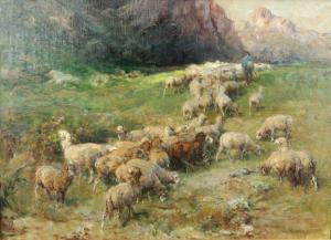 ROUSSEAU Henri Emilien 1875-1933,Berger et troupeau de moutons,1916,Auxerre Enchères FR 2024-04-07