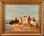 ROUSSEAU Henri Emilien 1875-1933,Guardians de taureaux à cheval en Camargue,Osenat FR 2023-11-26