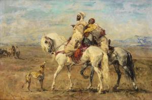 ROUSSEAU Henri Emilien 1875-1933,TWO ARAB CAVALIERS IN THE DESERT,Sotheby's GB 2018-10-29