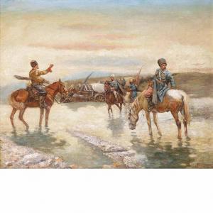 ROUSSEAU J.R 1800-1800,Cossacks Crossing a River,William Doyle US 2011-06-08