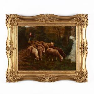 ROUSSEAU Maurice 1800-1800,A Shepherdess and Flock,Leland Little US 2018-11-17