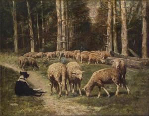 ROUSSEAU Maurice 1800-1800,Flock of Sheep,Maynards CA 2015-06-24
