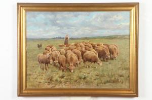 ROUSSEAU Maurice 1800-1800,FLOCK OF SHEEP PEACEFULLY GRAZING,19th century,Sloans & Kenyon 2018-07-21