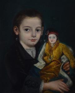 ROUSSEAU Philippe 1816-1887,Bambina con bambola,1877,Galleria Pananti Casa d'Aste IT 2023-04-21