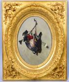 ROUSSEAU Philippe 1816-1887,Nature morte à l'oiseau, cerises et papillon,Morand FR 2023-01-31