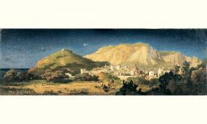 ROUSSEL Alphonse 1829-1868,chasseurs dans un paysage d'italie,Mercier & Cie FR 2002-10-20