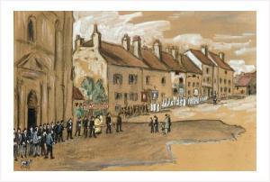 ROUX CHAMPION Joseph Victor 1871-1953,LA FETE DIEU A CHAMPLITE,1943,Anaf Arts Auction FR 2008-02-11