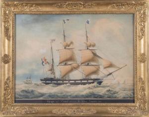 ROUX Francois 1811-1882,Portrait du trois mats barque l\’Afrique Capitaine,Damien Leclere 2017-10-14