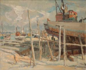 ROUX Francois 1927,Shipyard Scene, South Africa,1973,Duke & Son GB 2022-04-29