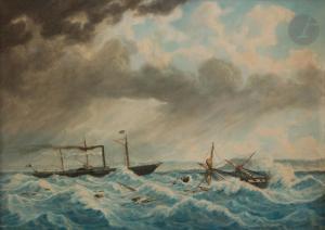 ROUX Frederic 1805-1874,Le Normandie en sauvetage devant le Havre,1845,Ader FR 2023-03-24