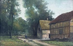 ROUX Gérard 1946,French Farmstead Scene with Chickens,Duggleby Stephenson (of York) UK 2024-01-05