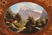 ROUX Hippolyte 1852,Alpine Landscape,Weschler's US 2004-09-18