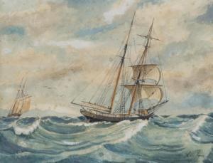 ROUX Louis Francois Pros 1817-1903,Brick sur mer agitée,Neret-Minet FR 2018-04-26