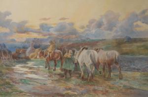 ROWBOTHAM D.G,End of Day, Bringing the Horses,1900,Bamfords Auctioneers and Valuers 2017-06-28