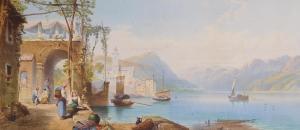 ROWBOTHAM Thomas Charles  Leeson 1823-1875,A Mediterranean Lake Scene with figures r,John Nicholson 2019-01-30
