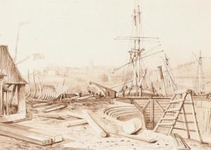 ROWBOTHAM Thomas Leeson 1783-1853,Hilhouse\’s new dock, later the Albion Dock,1829,Woolley & Wallis 2023-03-08