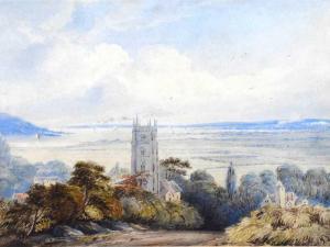 ROWBOTHAM Thomas Leeson 1783-1853,Portishead Point Church and the mouth of the R,Clevedon Salerooms 2022-09-01