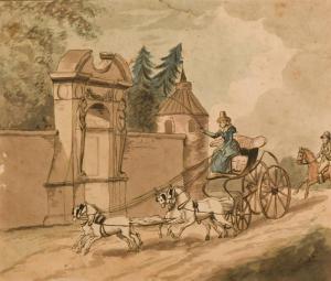 ROWLANDSON Thomas 1756-1827,A lady driving a high perch phaeton drawn by four ,Cheffins 2018-09-27