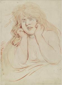 ROWLANDSON Thomas 1756-1827,Study of a Frightened Woman,Swann Galleries US 2018-09-20