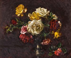 ROWORTH Ivanonia 1920,STILL LIFE OF ROSES IN A VASE,1955,Ashbey's ZA 2019-06-13