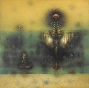 ROY Suhas 1936-2016,Untitled (Landscape with Flowers and Bird),1971,Bonhams GB 2019-06-26