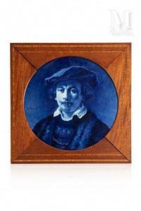 Royal Delft,portrait de Rembrandt en camaïeu de bleu XIXème siècle,Millon & Associés FR 2021-04-23