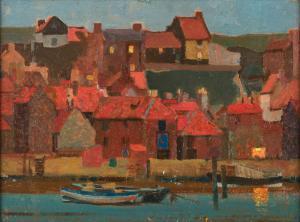 ROYLE Stanley 1888-1961,Harbour with fishing village beyond at dusk, proba,Tennant's GB 2024-03-16