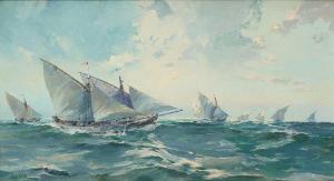 ROYON Louis 1882-1968,Flottille de pêche au large, en Méditerranée,Horta BE 2023-01-23
