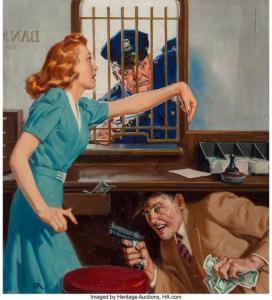 ROZEN Jerome 1895-1987,Bank Robbery, Ten Detective Aces cover, August 194,1943,Heritage 2020-04-24