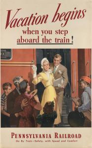 ROZEN Jerome,VACATION BEGINS WHEN YOU STEP ABOARD THE TRAIN! / ,1948,Swann Galleries 2019-11-14