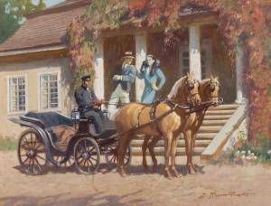 ROZWADOWSKI Zygmunt,Horse-drawn carriage in front of the manor house,Desa Unicum 2024-03-21