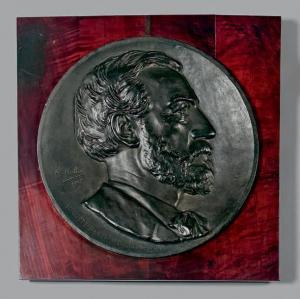 RUBIN Auguste,Médaillon en bronze représentant Auguste Bartholdi,1905,Beaussant-Lefèvre 2017-11-07