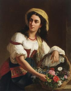 RUBIO Louis, Luigi 1795-1882,An Italian Beauty Holding a Basket of Flowers,Christie's GB 2020-10-16