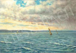 RUBOVICS Márk 1867-1947,Sailboats on Lake Balaton,Kieselbach HU 2023-05-22
