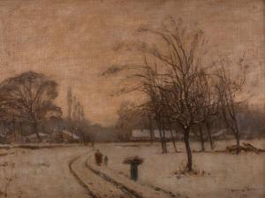 RUBOVICS Márk 1867-1947,Winter Landscape with Figures,Pinter HU 2019-02-10