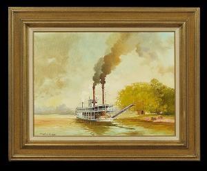 RUCKER Robert M. 1932-2000,Steamboat on the Mississippi,New Orleans Auction US 2014-07-27