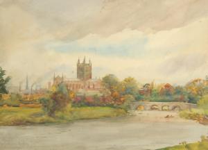 RUDBY Hugh Wright 1855-1954,A view of Hereford, England,John Nicholson GB 2022-11-20
