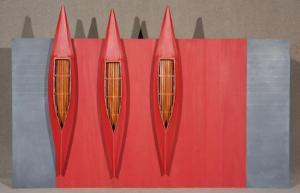 RUDDELL DAVID 1954,Three Red Boats on Red Board,2001,Weschler's US 2013-02-22