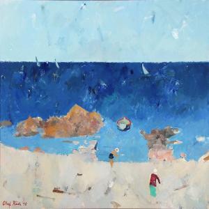 RUDE Olaf 1886-1957,A view of the beach with sailing ships, Bornholm,Bruun Rasmussen DK 2011-08-01
