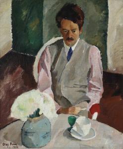 RUDE Olaf 1886-1957,Interior with gentleman sitting at a table,1915,Bruun Rasmussen DK 2024-02-13