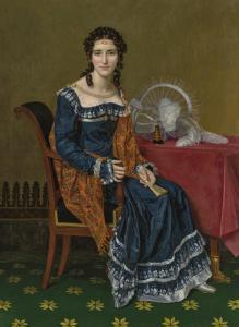 RUDE Sophie, nee Fremiet,Portrait of a lady, full-length, seated at a table,Christie's 2023-05-25